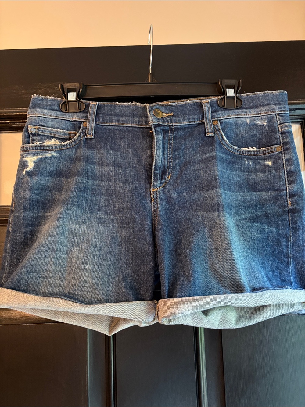 Joe's Jeans Rolled Cuff Distressed Denim Shorts - Blue